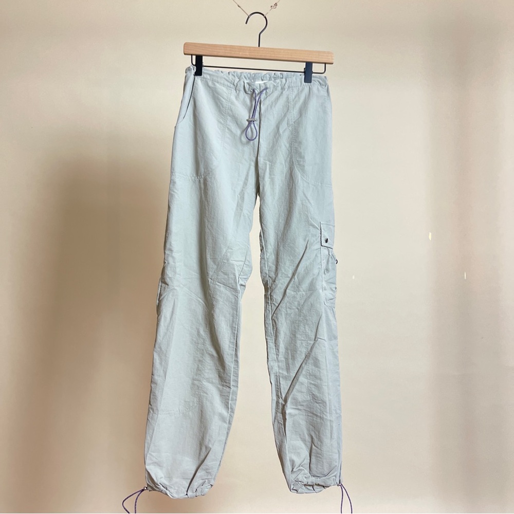 NWT Peachy Den The Mimi Bottoms Cargo Pants in Oyster Sage Mint Seafoam Green - Picture 10 of 13